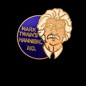 VTG Mark Twain pinback lapel pins Cave Hannibal MO enamel hat pin